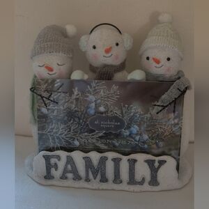 St. Nicholas Square Snowman Trio Decor in Gray and White Picture Frame 4x6